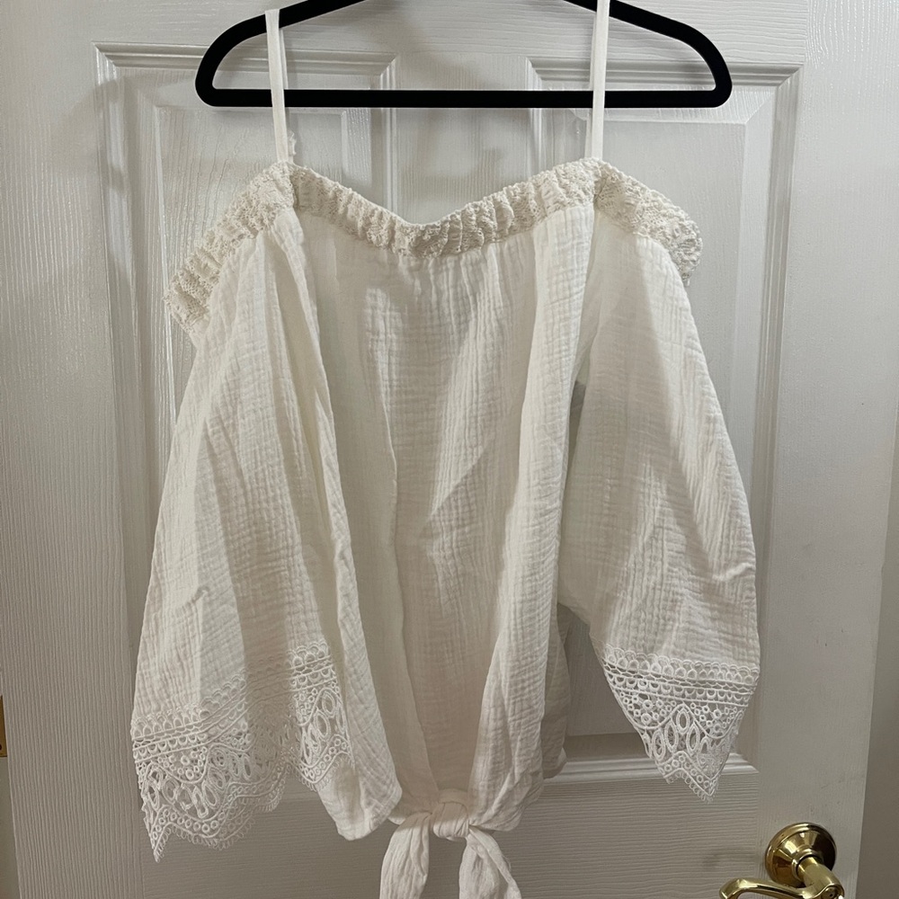White, off the shoulder cotton summer top